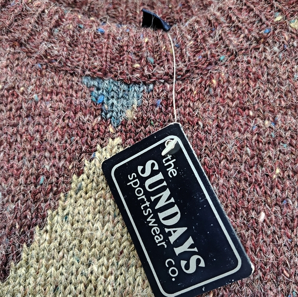 Vintage Sundays Sportswear Co Wool Blend Argyle Sweater Mens Large NWT Deadstock - Picture 3 of 9